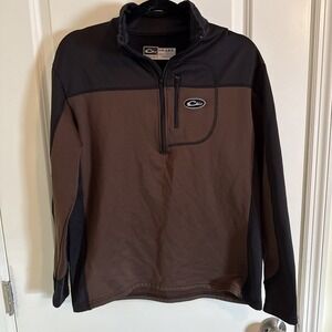 Men's Drake Waterfowl Base Later Shirt Brown & Black 1/4 Zip Sz Small